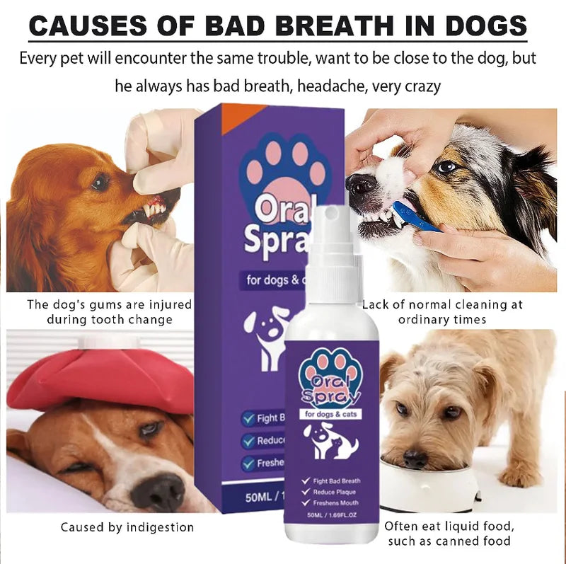 Pet Dental Spray for Dogs and Cats - Bad Breath & Tartar Control, Easy Application