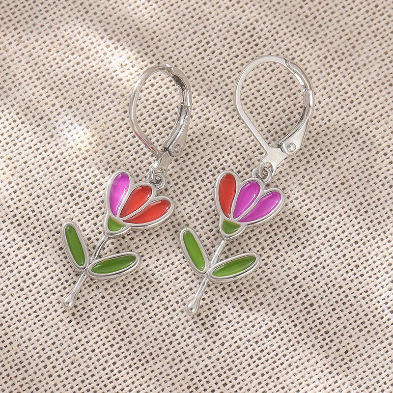Elegant Handmade Floral Drop Earrings for Women Vintage Festival Jewelry