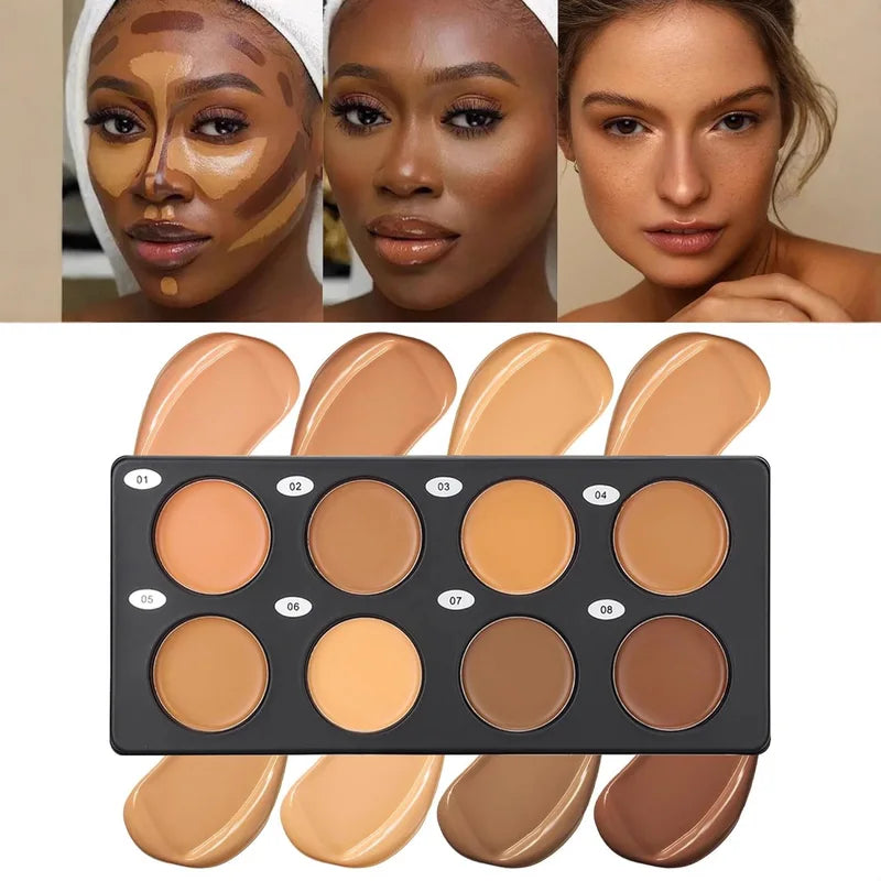 Waterproof Face Makeup Palette for Dark Skin Contouring & Brightening - Natural Matte Bronzer & Concealer