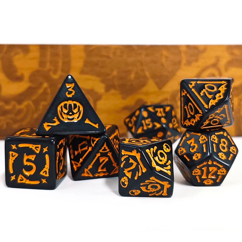 Halloween Dice Set 7pcs for DND RPG Tabletop Games D20 D12 D10 D8 D6 D4 Accessories