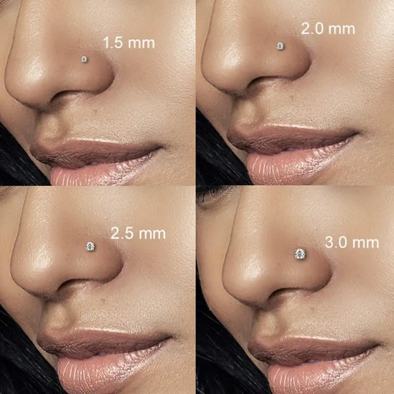 Hypoallergenic Nose Piercing Jewelry Studs for Women Men - Surgical Steel Cubic Zirconia