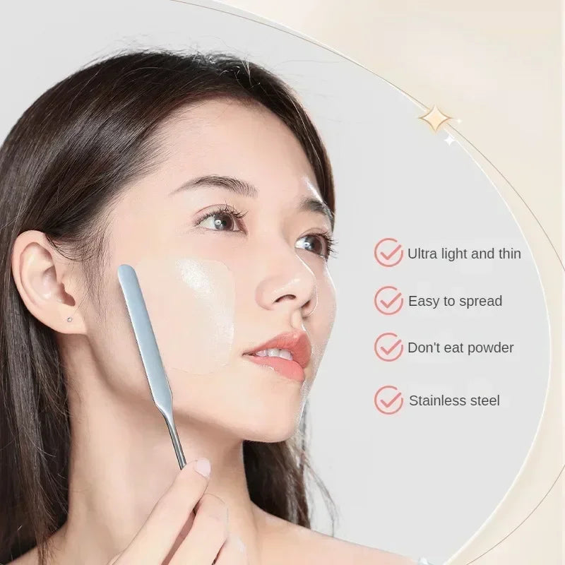 Stainless Steel Makeup Mixing Spatula Dual Heads Cosmetic Tool - Travel Friendly