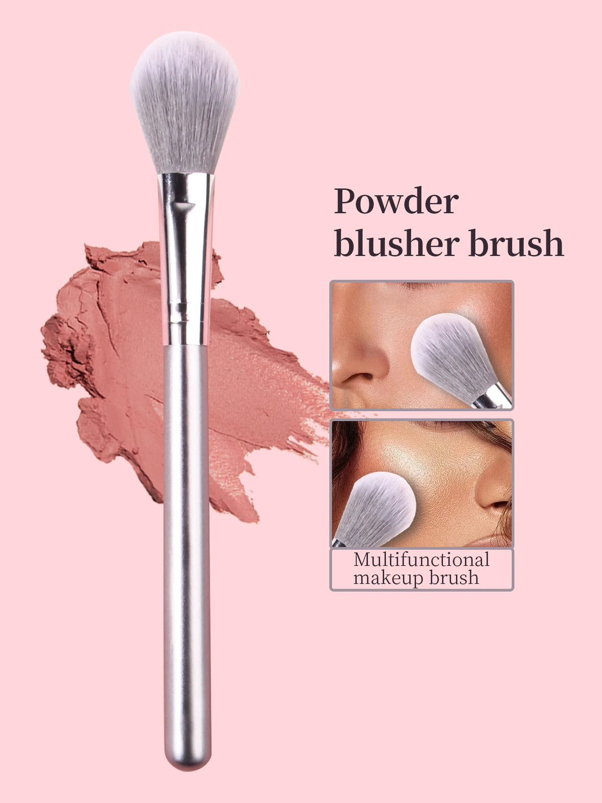 Portable Makeup Brush with Soft Hair Highlighter Brush for Travel & Home