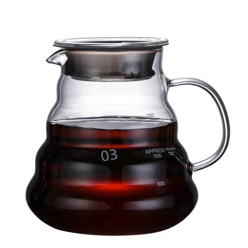 Hand Brew Coffee Carafe with Lid - Clear Glass, Multiple Sizes, Cloud Shape