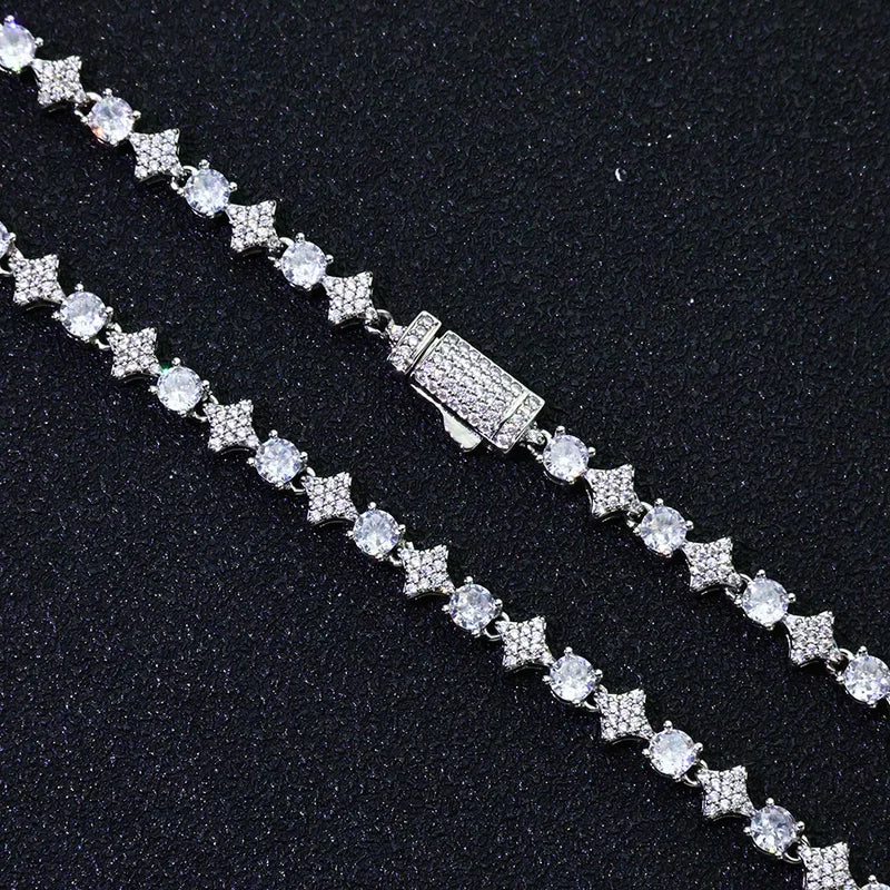 Unisex Hip Hop Tennis Bracelet Iced Out CZ Diamond Chain Gold Silver Jewelry