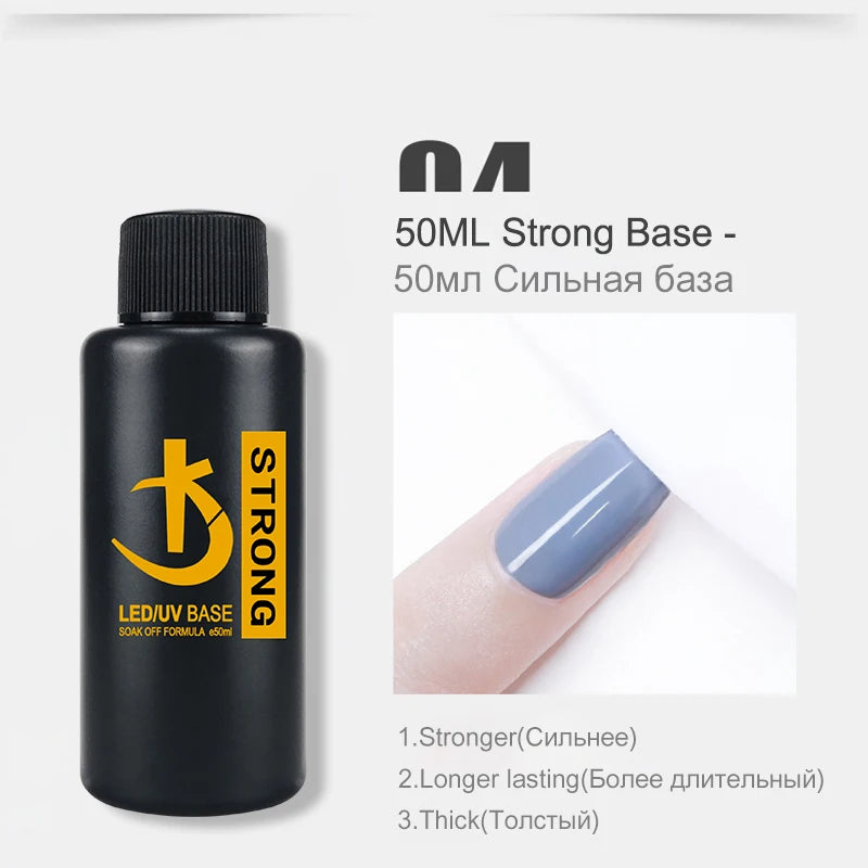 Strong Rubber Base Gel Nail Polish 50ml Semi-Permanent High Gloss Top Coat
