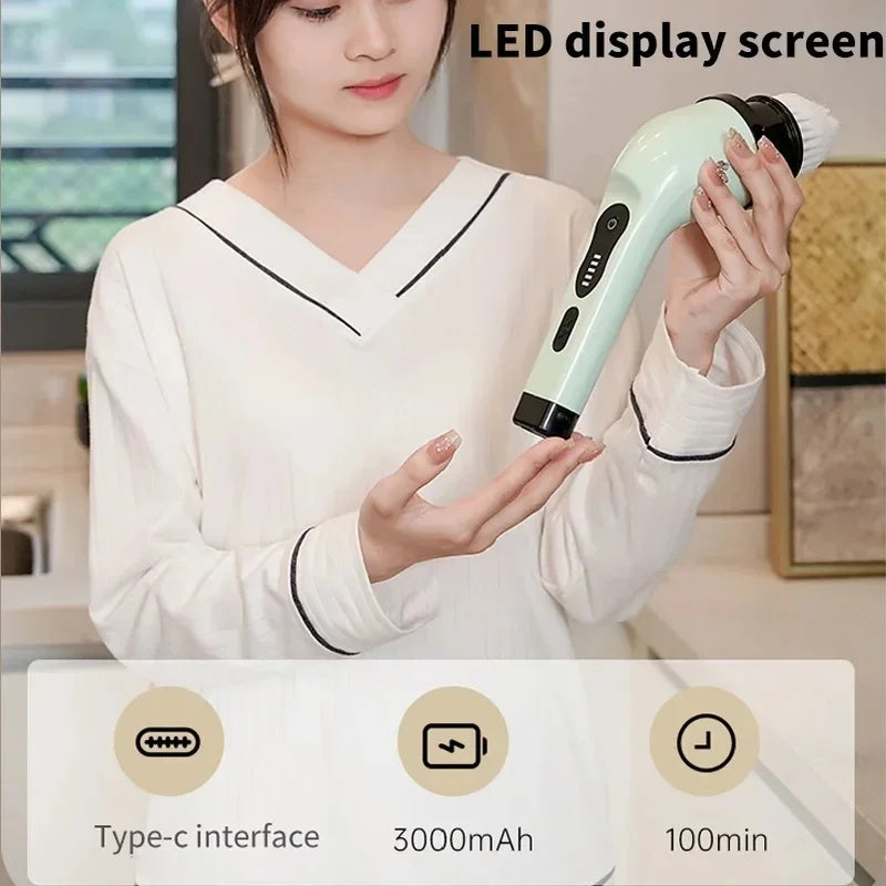 Cordless Electric Spin Scrubber Multi-Purpose Cleaning Brush for Kitchen Bathroom