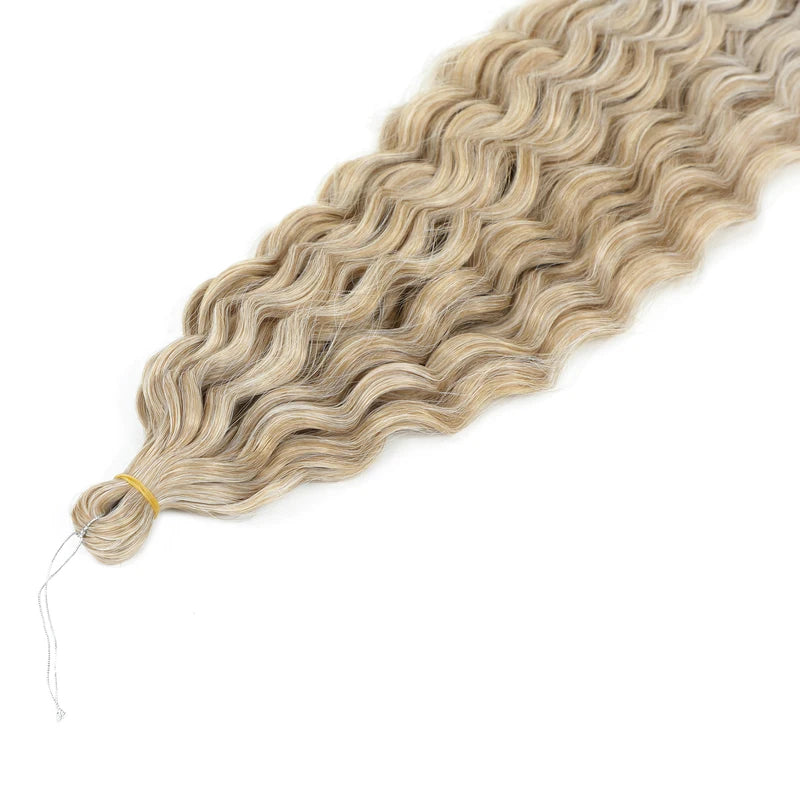Ombre Brown Curly Crochet Hair Extensions - Deep Wave Twist Braid 22-30 Inch Synthetic Hair