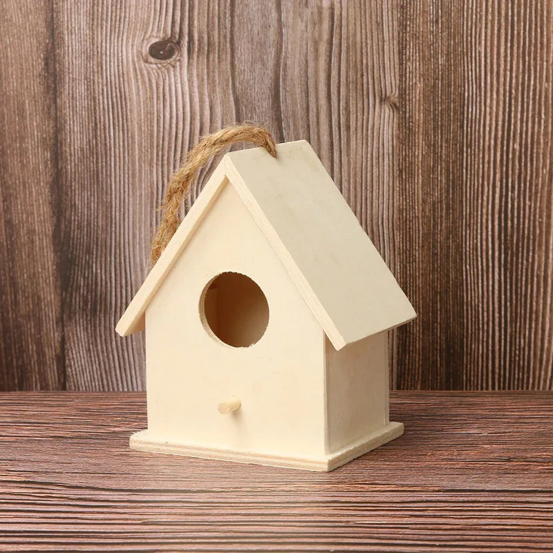 Wooden Mini Bird House Outdoor Hanging Bird Cage Garden Birdhouse Decoration