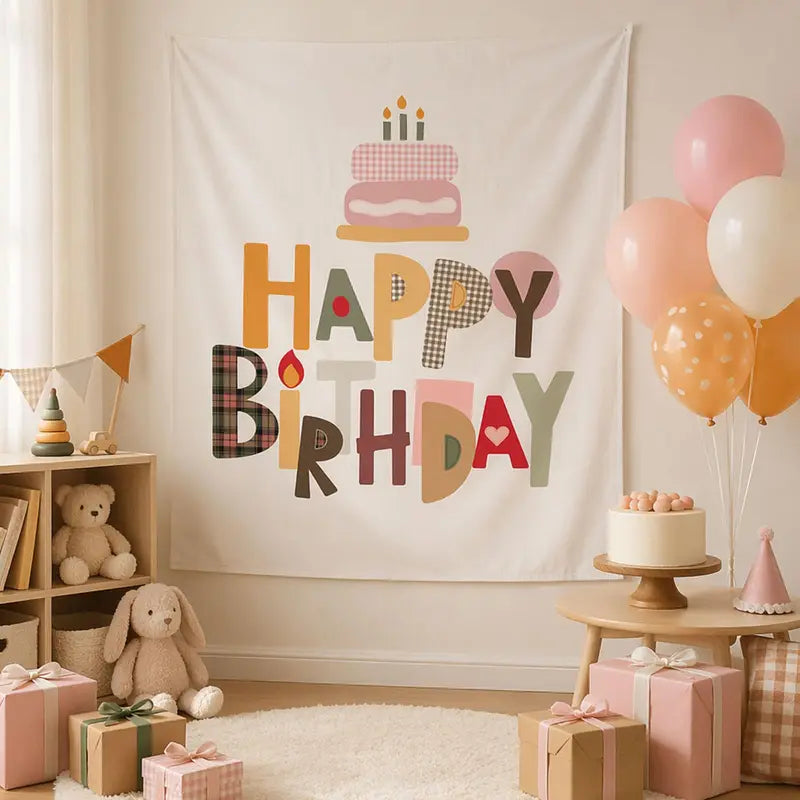 Birthday Celebration Tapestry Wall Decoration for Parties, Kids, Pets & More