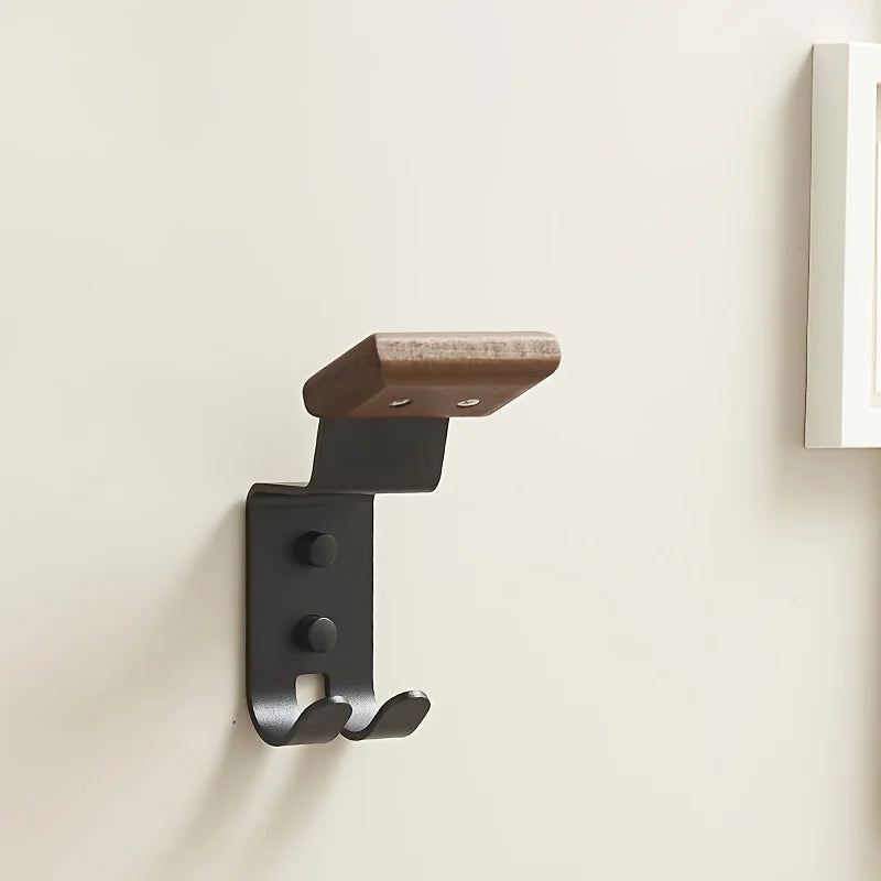 Motorcycle Helmet Wall Mount Holder Solid Wood & Steel Helmet Hanger