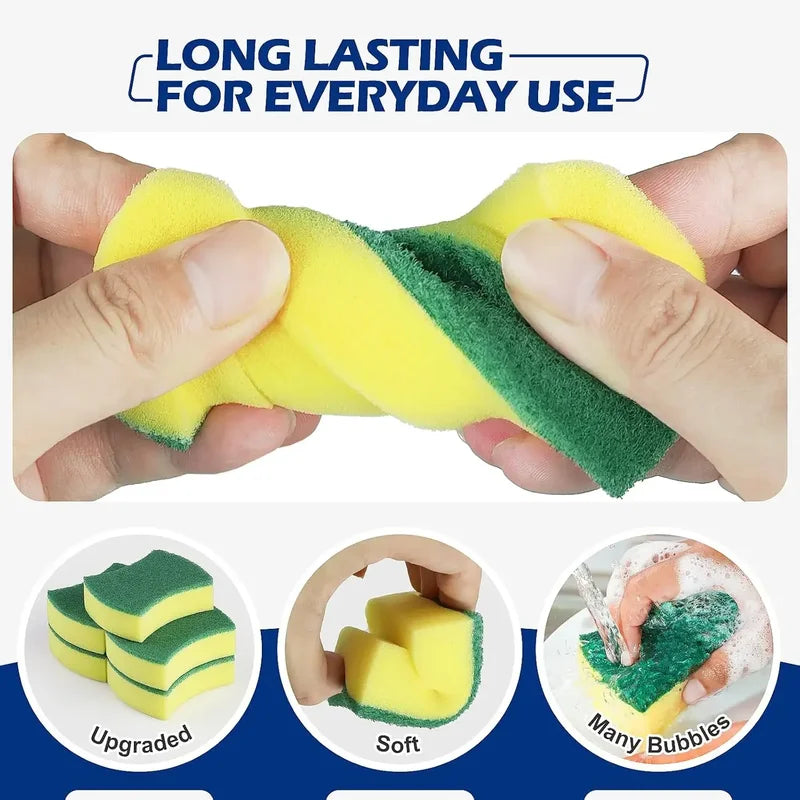 Kitchen Dishwashing Sponge Set - Soft Absorbent Scouring Pad for Household Cleaning