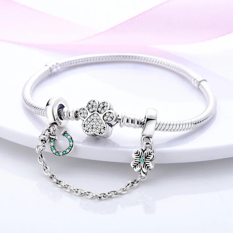 925 Sterling Silver Safety Charms Snowflakes Stars Moon Heart Bow for DIY Jewelry & Gift