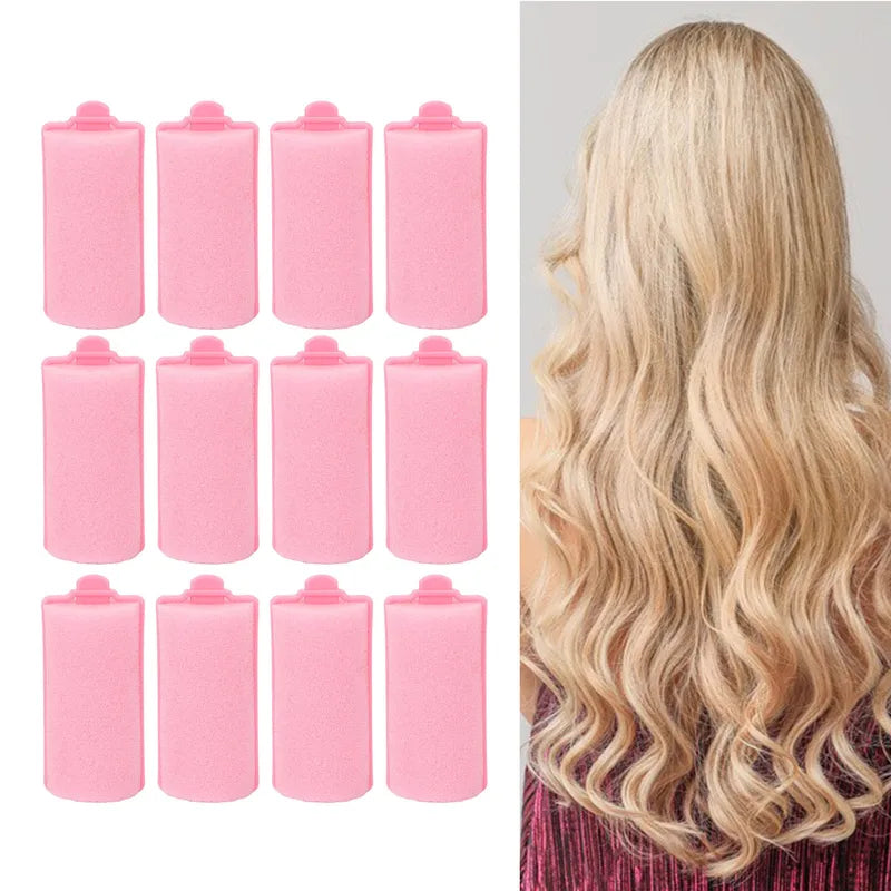 12pcs Foam Sponge Hair Curlers Set - Heatless Styling Rollers for Women
