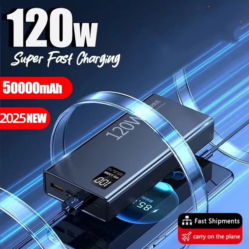 High Capacity 120W 500000mAh Portable Power Bank Fast Charging for Smartphones