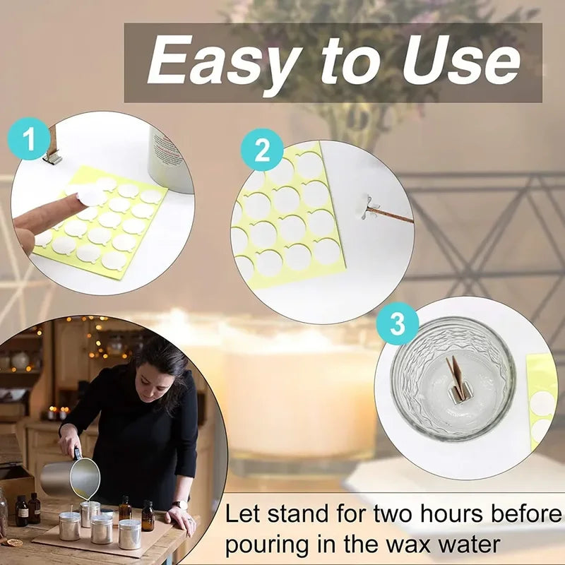 Candle Wick Stickers - Heat-Resistant Double-Sided Adhesive for DIY Candle Making