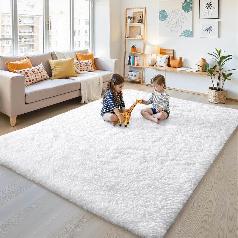 Ultra Thick Plush Area Rug - Soft Shaggy Floor Mat for Living Room & Bedroom