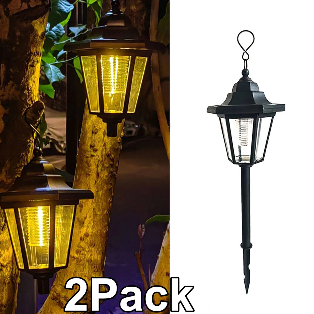 Solar-Powered Hexagonal Hanging Garden Lantern for Outdoors - 1 or 2 Pack