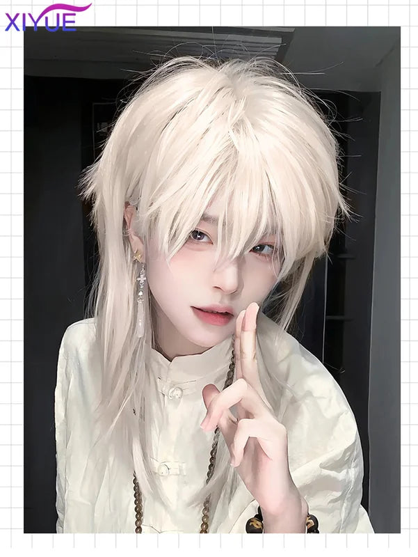 Blonde Mullet Wig Synthetic Long Straight Fluffy Cosplay Party Wig - Multiple Colors