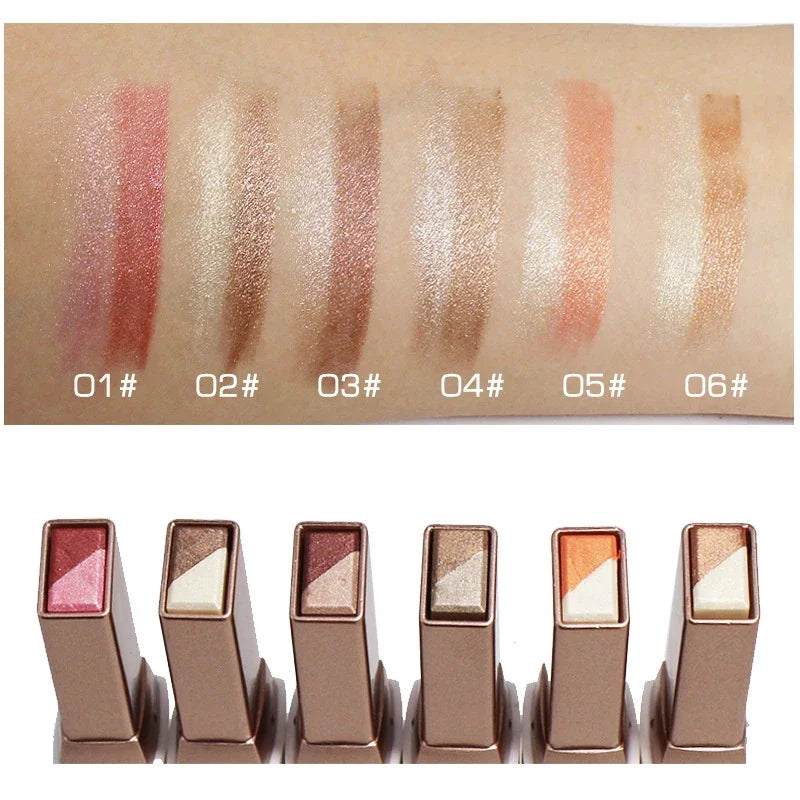 Double Color Glitter Eyeshadow Stick Waterproof Matte Bicolor Makeup Pen