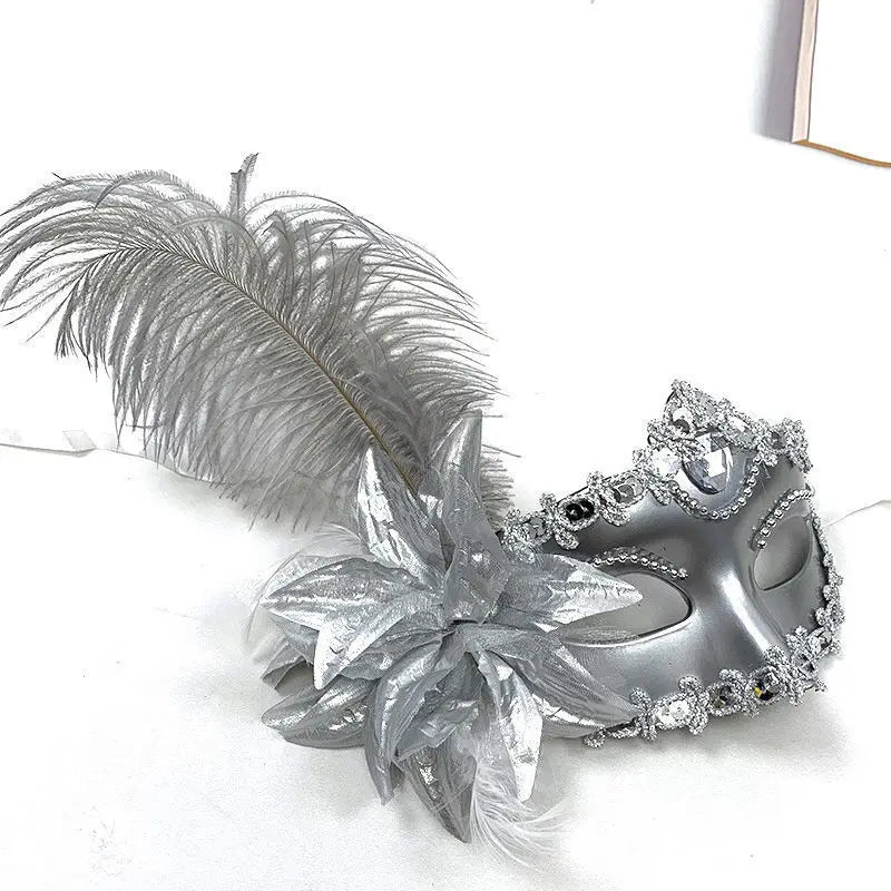 Halloween Masquerade Princess Mask with Feathers for Women Luxury Costume Party