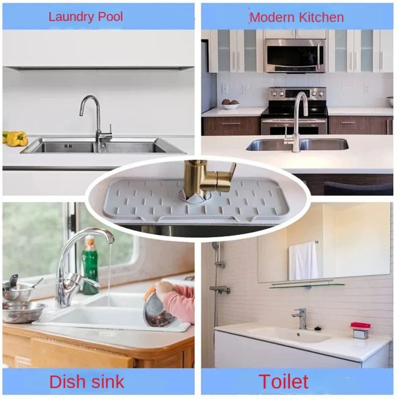 Foldable Silicone Sink Drainer Mat Waterproof Countertop Protector Kitchen Faucet Splash Guard