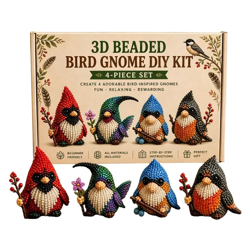 DIY Beaded Gnome Kit with Full Materials & Instructions - Multi-Purpose Craft Kit
