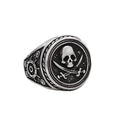 Vintage Double Knife Pirate Skull Ring Gothic Stainless Steel Jewelry for Men Boys