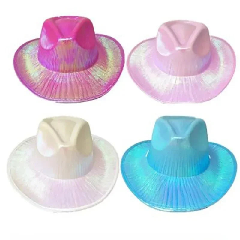 Neon Flash Cowboy Hat for Parties and Halloween - Colorful Space Cowboy Hat with LED Lights