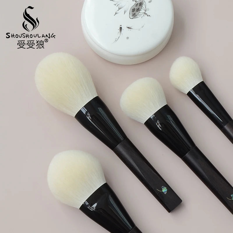 Handcrafted Makeup Brush Set - Soft Goat Hair Face Powder & Contour Brushes