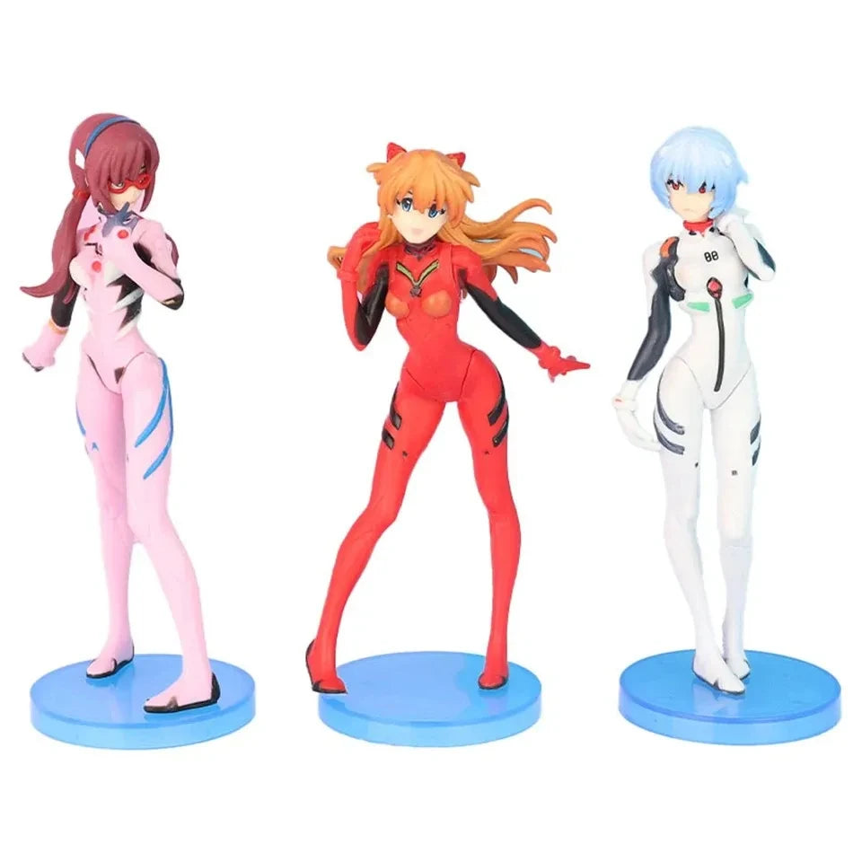 3-Piece Anime Action Figure Set with Ayanami Rei Asuka Soryu PVC Toys Gift