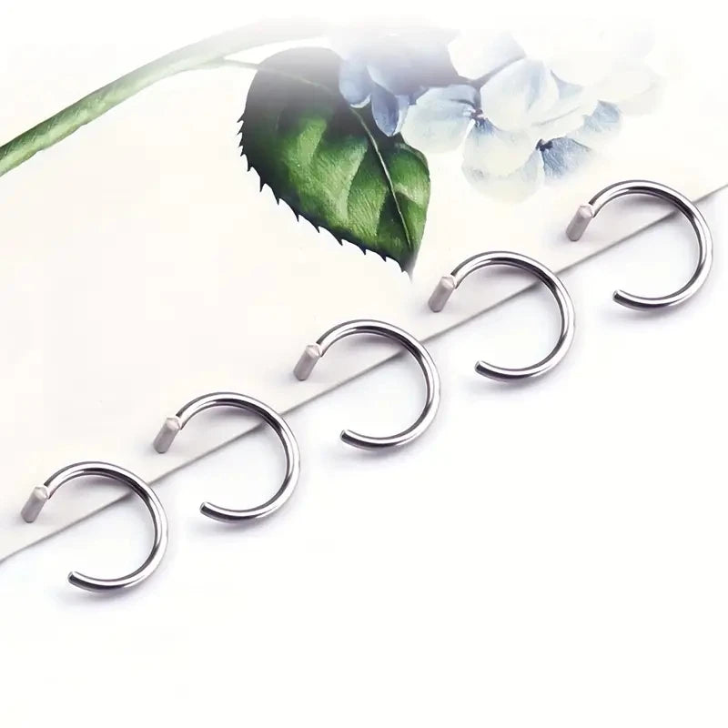 5pcs Hypoallergenic Clip-On Lip Rings Stainless Steel Fake Piercing Hoops for Women and Men