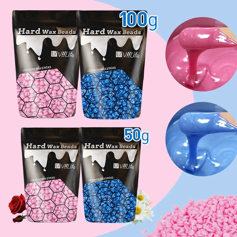 Hard Wax Beans Hair Removal Kit for Body Face Bikini Legs - 50/100g