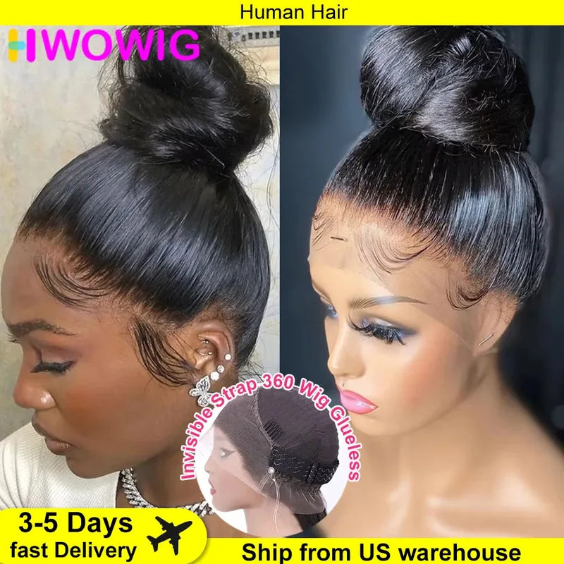 Full Lace Glueless Wig 30 Inch Straight Human Hair 250 Density Invisi Strap