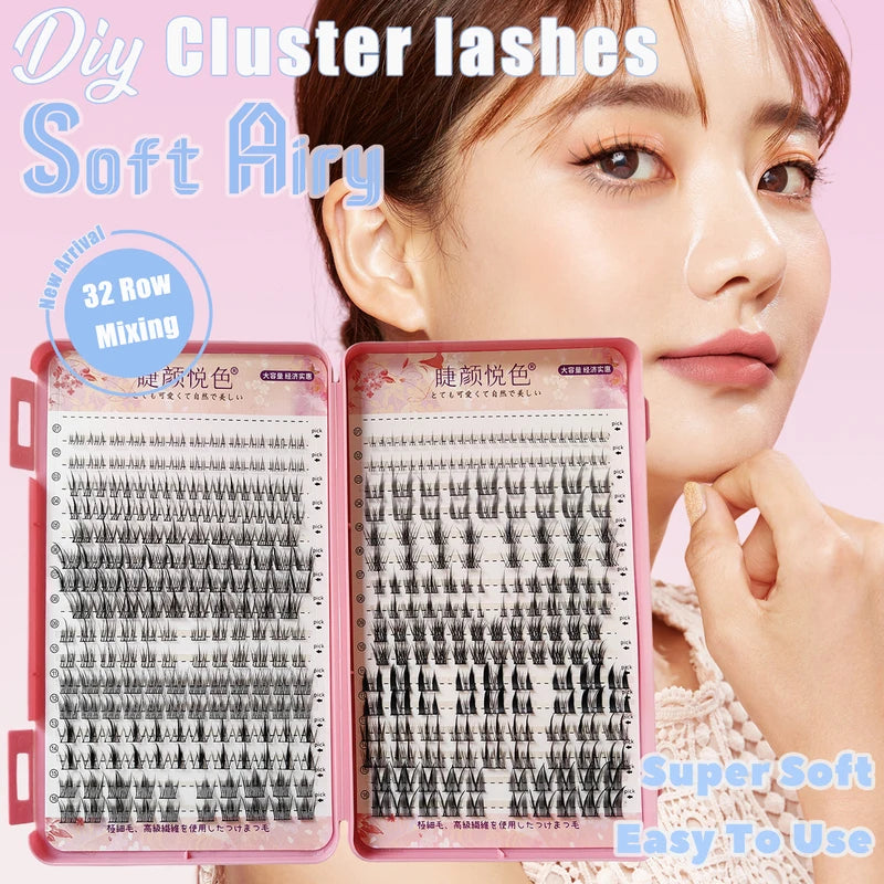 False Eyelashes Mix 32 Rows Natural DIY Extension Supplies Multi Style