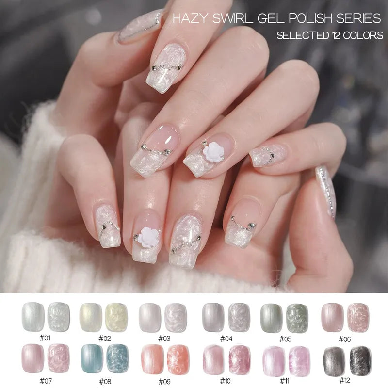 Japanese-Style Summer Nail Art Pearl Shell Thread Gel Nail Polish Set