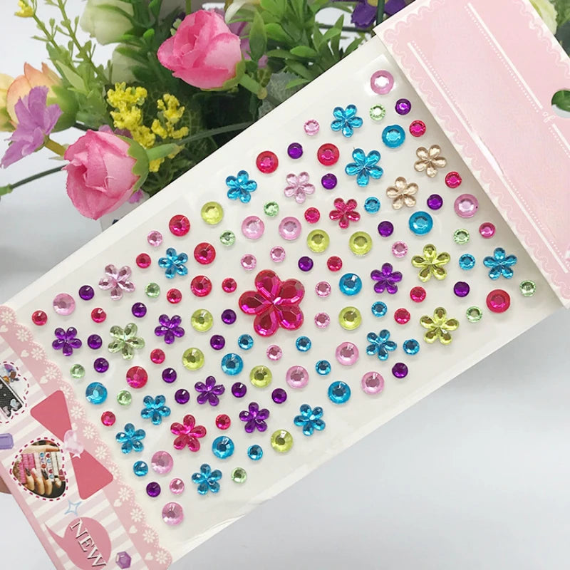 Kids Face Art Stickers with Rhinestones - Temporary Makeup Tattoos, 100% High Quality