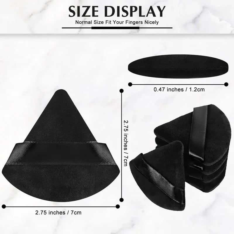 Triangle Velvet Powder Puff Makeup Sponge Set - Washable Mini Face Applicators