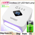 Rechargeable UV LED Nail Lamp 168W with LCD Display & Auto Sensor for Gel Curing