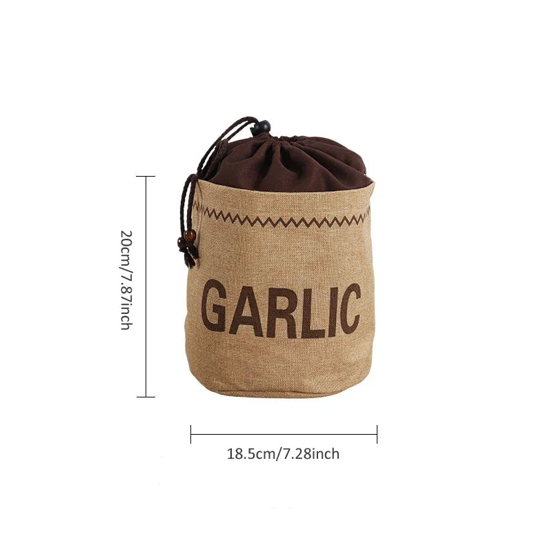 Kitchen Storage Bag Set for Garlic, Onions, Potatoes, Vegetables & Bread - Reusable Burlap Drawstring Sack