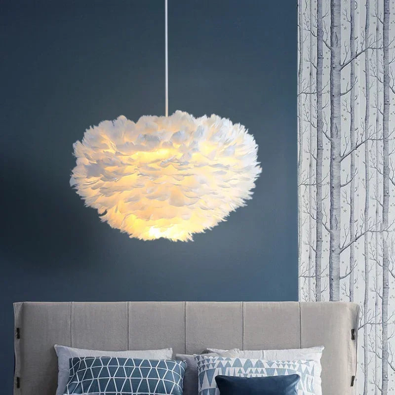 Feather Pendant Lights for Children's Bedroom Living Room - Chandelier Lighting