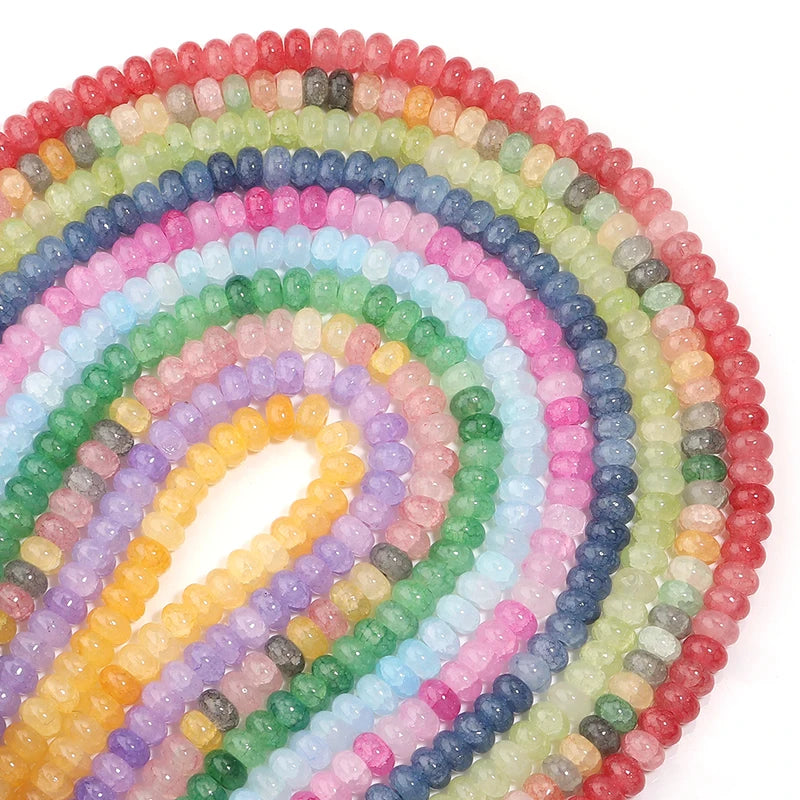 75pcs Colorful Glass Beads Crackled Abacus Spacer Beads for Jewelry Making