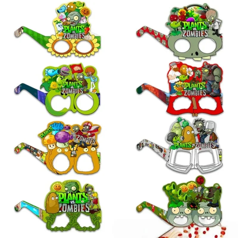 8-Pack Plant vs. Zombie Theme Party Photo Props Kids Birthday Gift Set