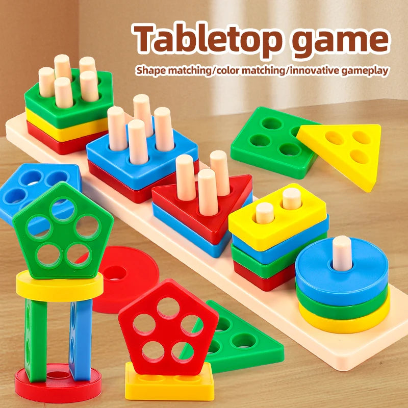 Shape Sorting Stacking Toy for Kids 3+ Montessori Geometric Matching Game