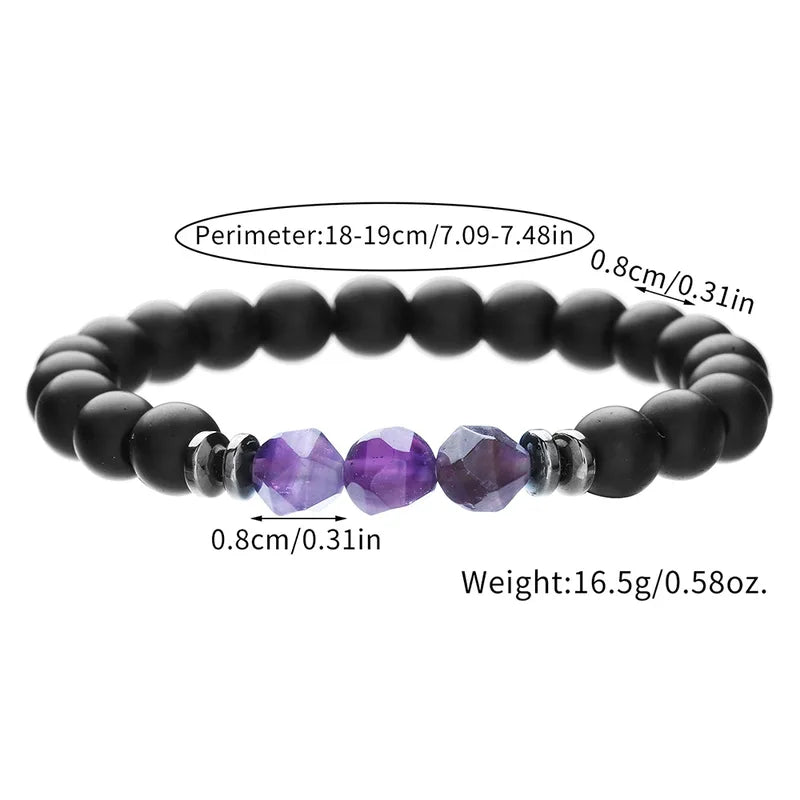 Men's Beaded Bracelet with Natural Stones - Black Onyx, Tiger Eye, Sodalite