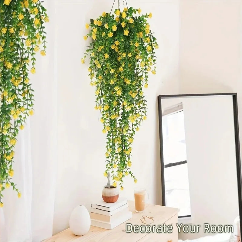 Artificial Hanging Vine Set - UV Resistant Plastic Greenery for Indoor & Outdoor Decor - 3 Pieces