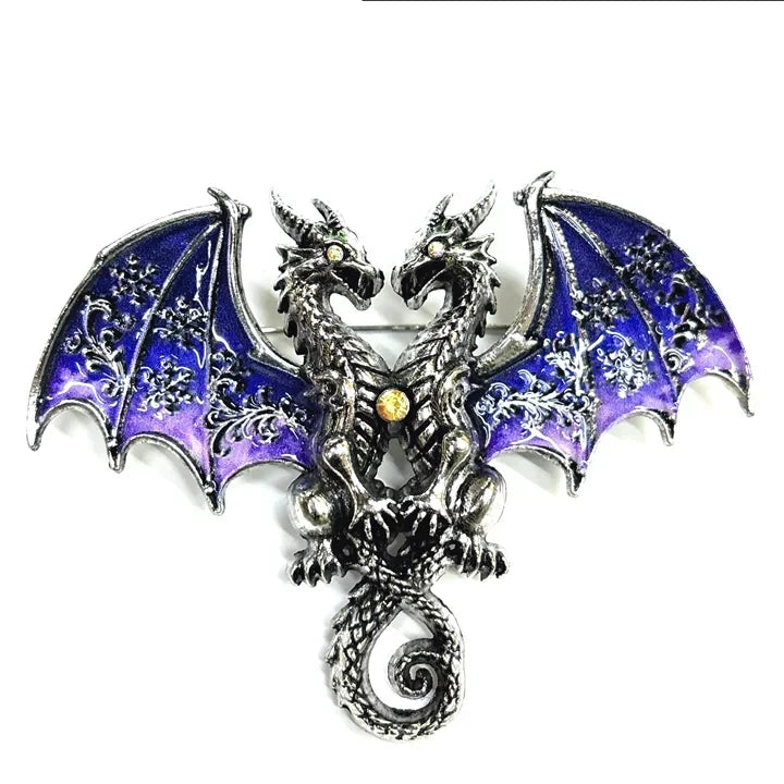 Double Head Dragon Brooch Jewelry for Women Men Wedding Party Accessories