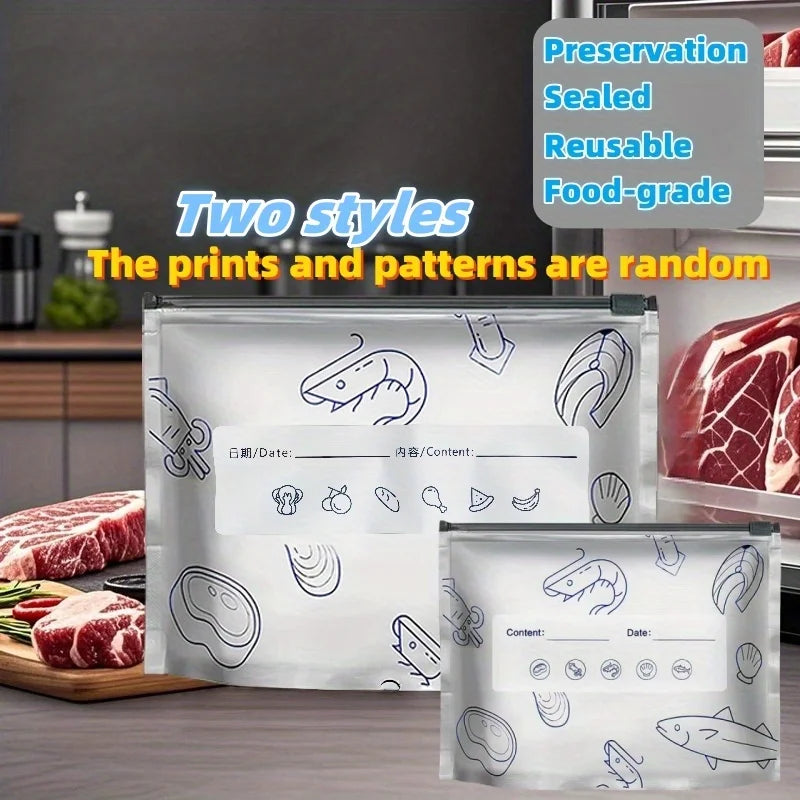 Reusable Aluminum Foil Food Storage Bags - Sealed Freezer Organizer Packs