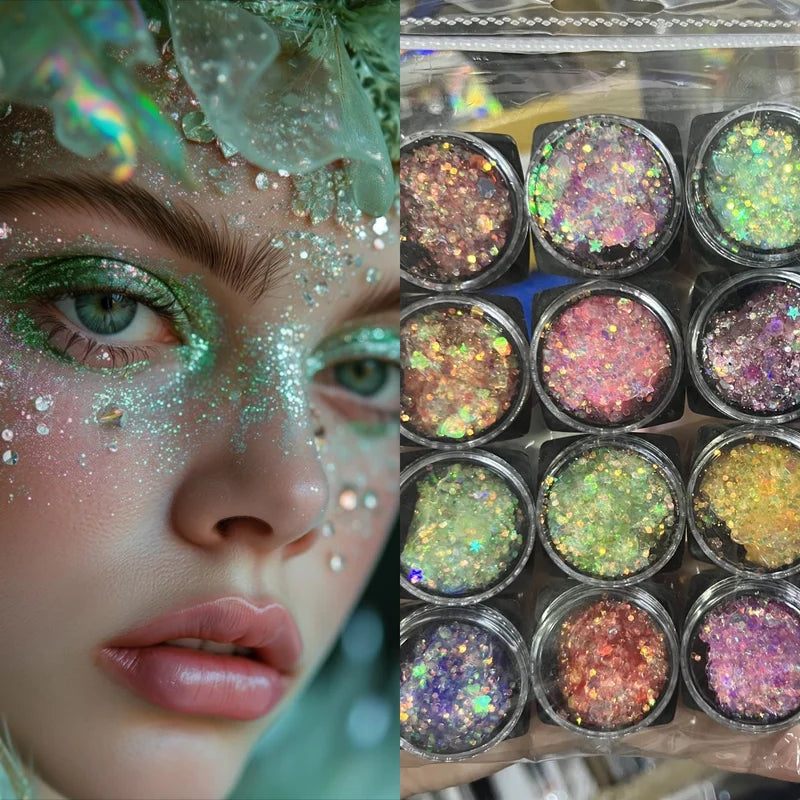 Long Lasting Body Glitter Gel Sequins for Face Hair & Body Prom Party Mermaid Scales