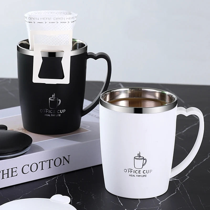 350ml Insulated Stainless Steel Coffee Mug with Handle Leak-Proof Vacuum Flask